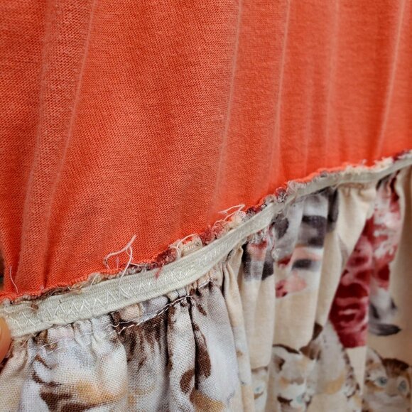 Vintage 80s Cat Dress Plus Size Cotton Kitten Print Short Sleeves Pockets XL 1X - Picture 6 of 10